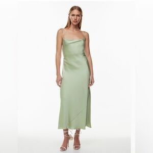 ARITIZIA Sage Green// Affection Satin Maxi Dress